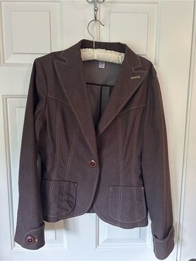 Nine & Co. Chocolate Brown Jean-Style Blazer Jacket